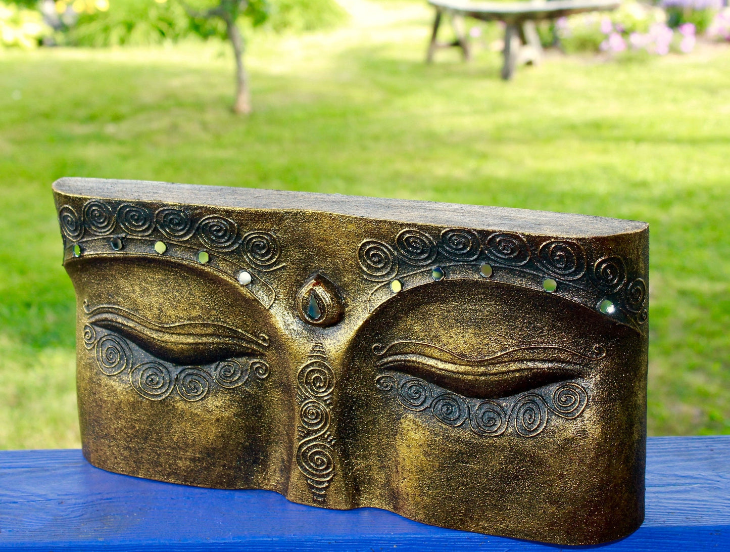 Wise Eyes of Buddha Hand Carved Wall Art Sculpture - Acadia World Traders