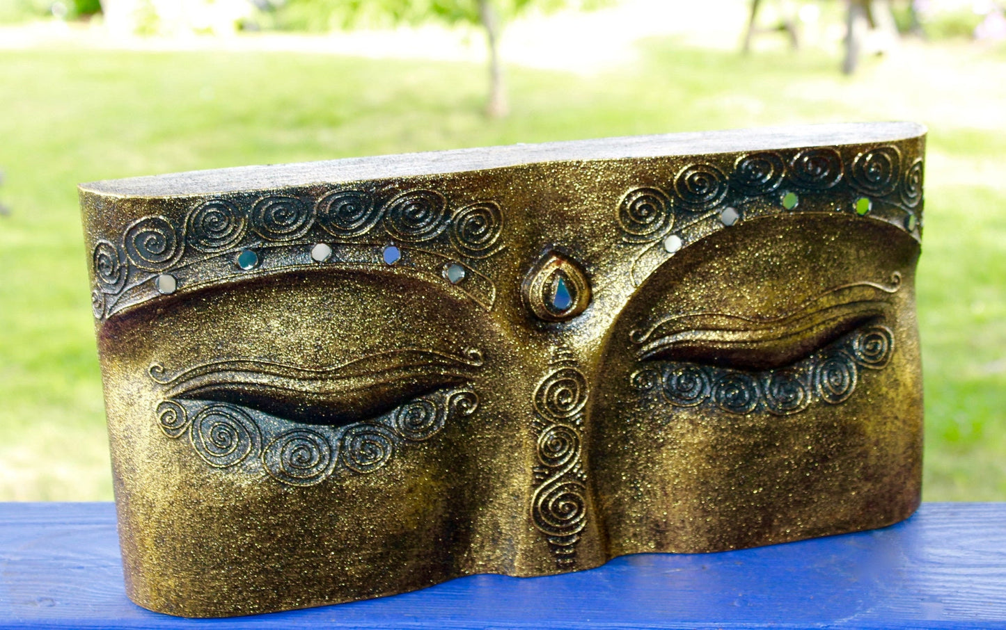 Wise Eyes of Buddha Hand Carved Wall Art Sculpture - Acadia World Traders