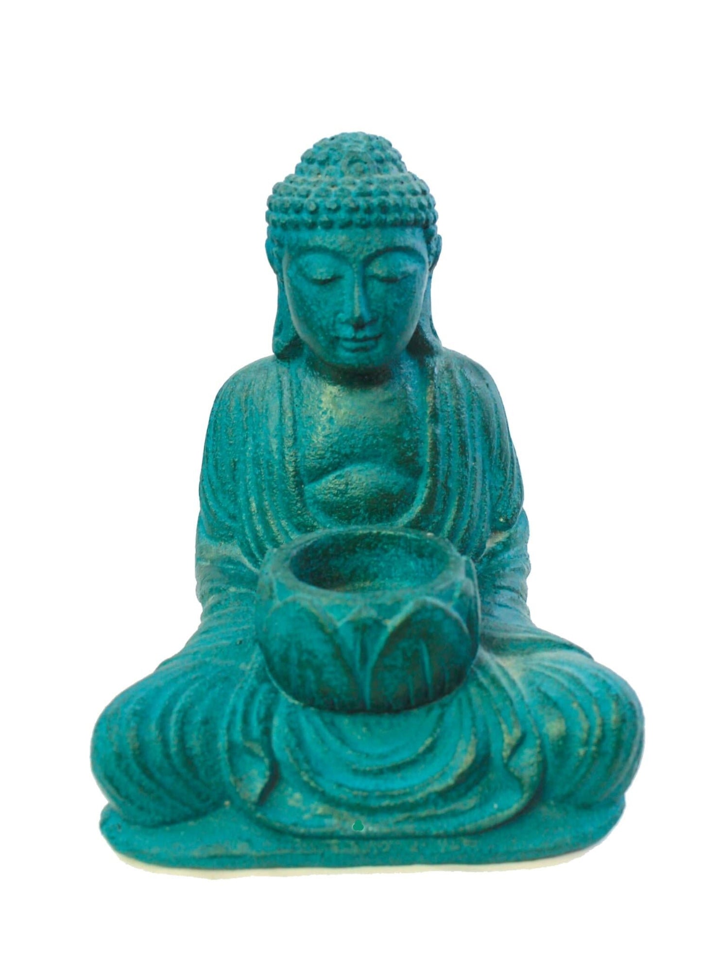 Lotus Pose Buddha Garden Statue candle holder Cast lava stone Bali Yard Art