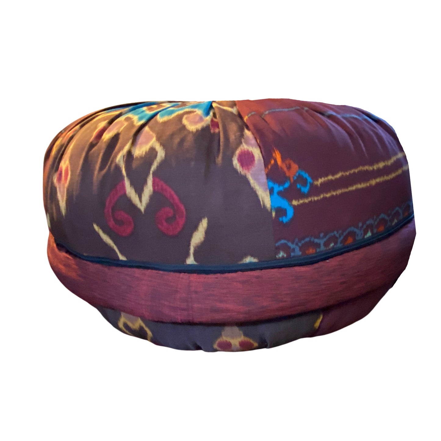 Yoga Meditation Pillow Pouf Zafu Ottoman Floor cushion kapok fill Vintage Ikat