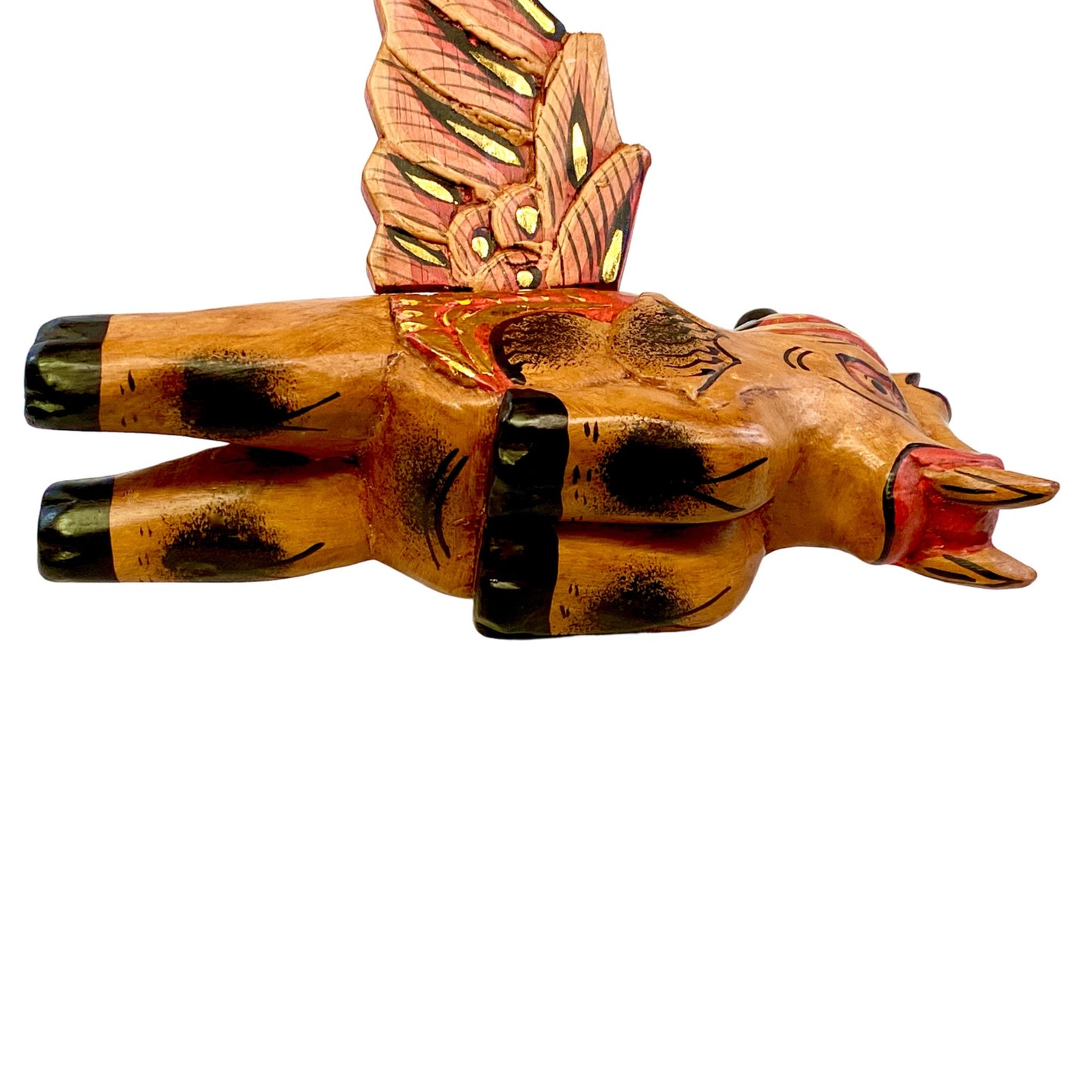 Flying Elephant mobile Demon chaser Bali hand carved wood Balinese folk Art 8"