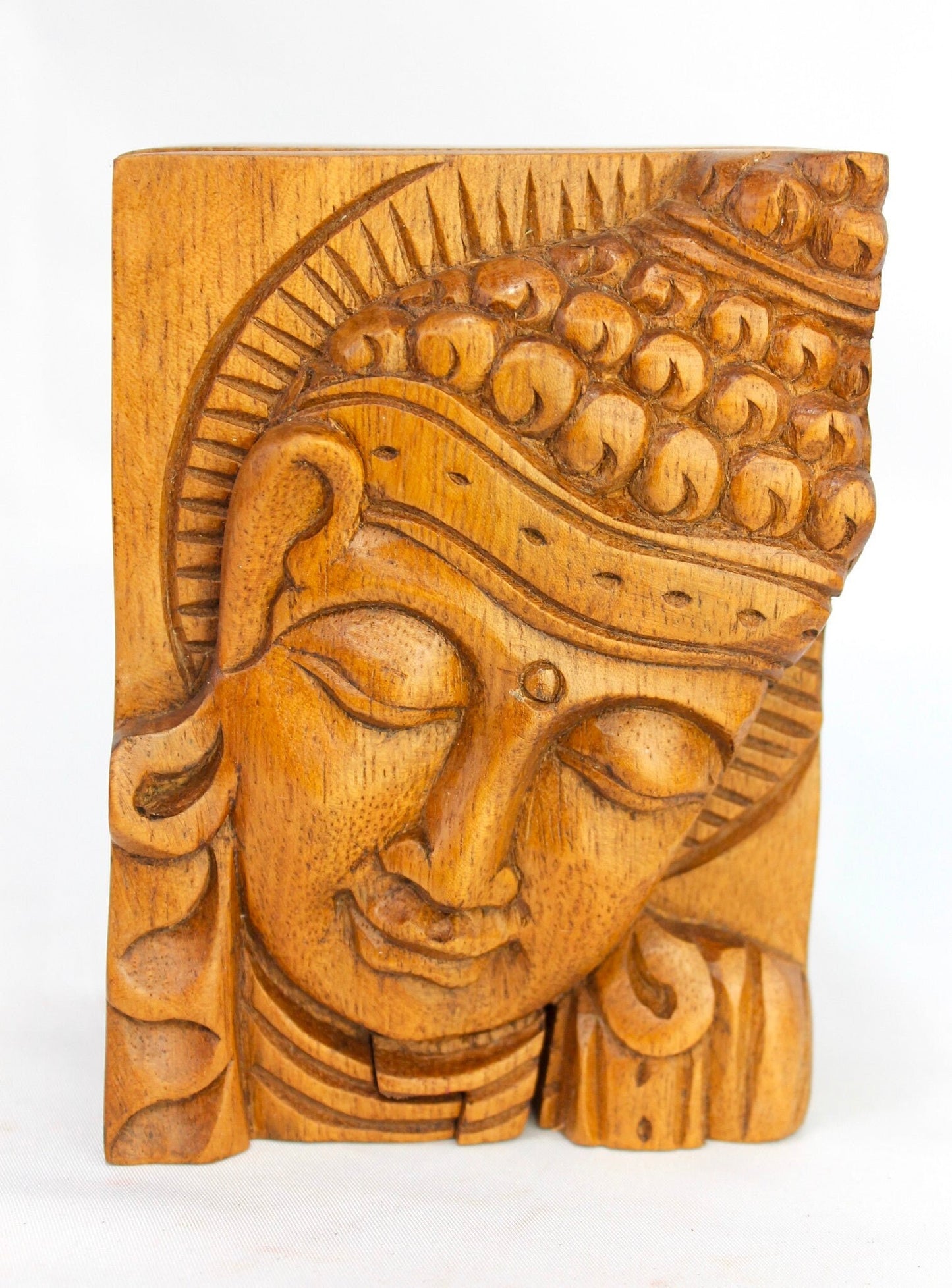 Serene Buddha Wooden secret puzzle Jewelry Box Stash Box Gift Box Handmade Hand Carved Wood