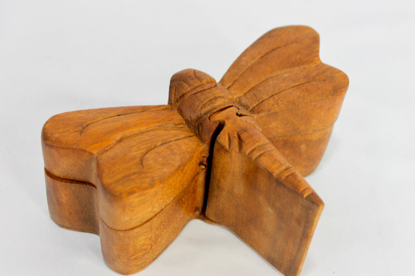 Dragonfly Secret Puzzle Stash Box Jewelry Gift Box Hand Carved Wood Balinese art