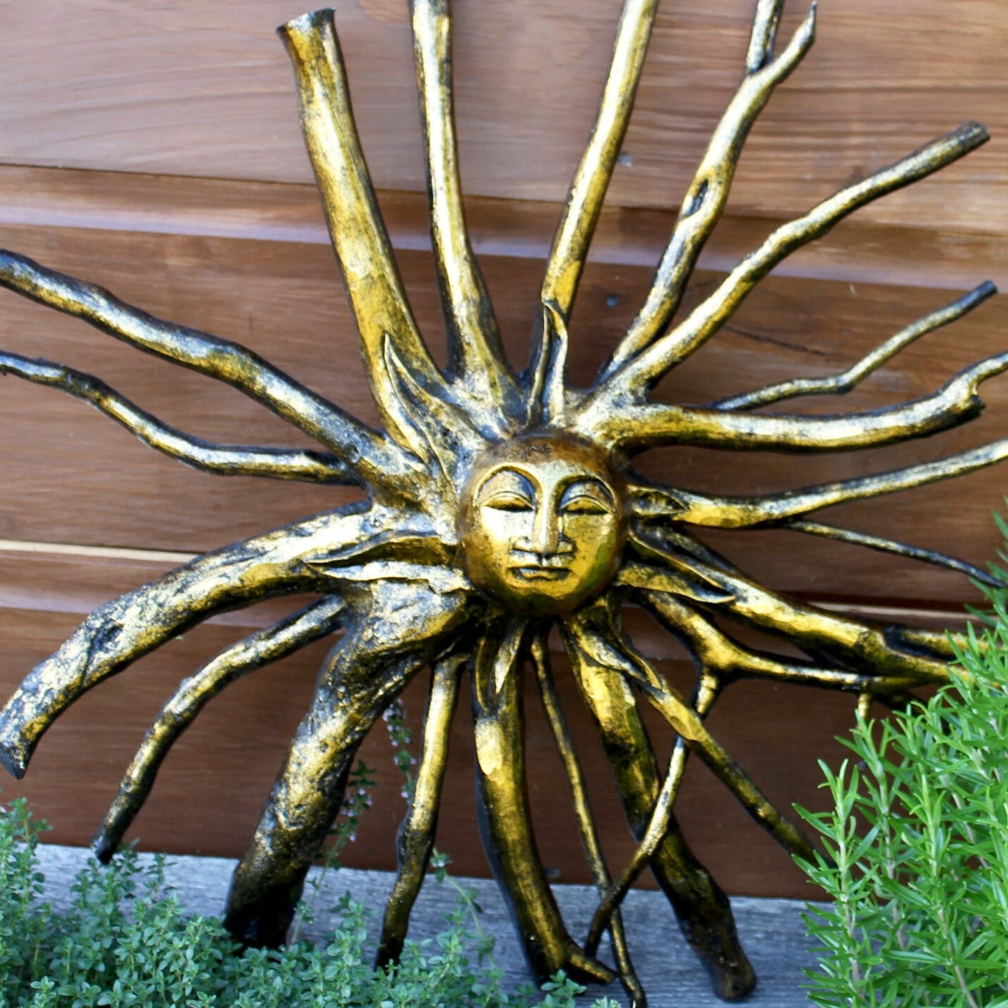 Golden Sun Burst God Surya Tree Root spirit Wall Art Carving