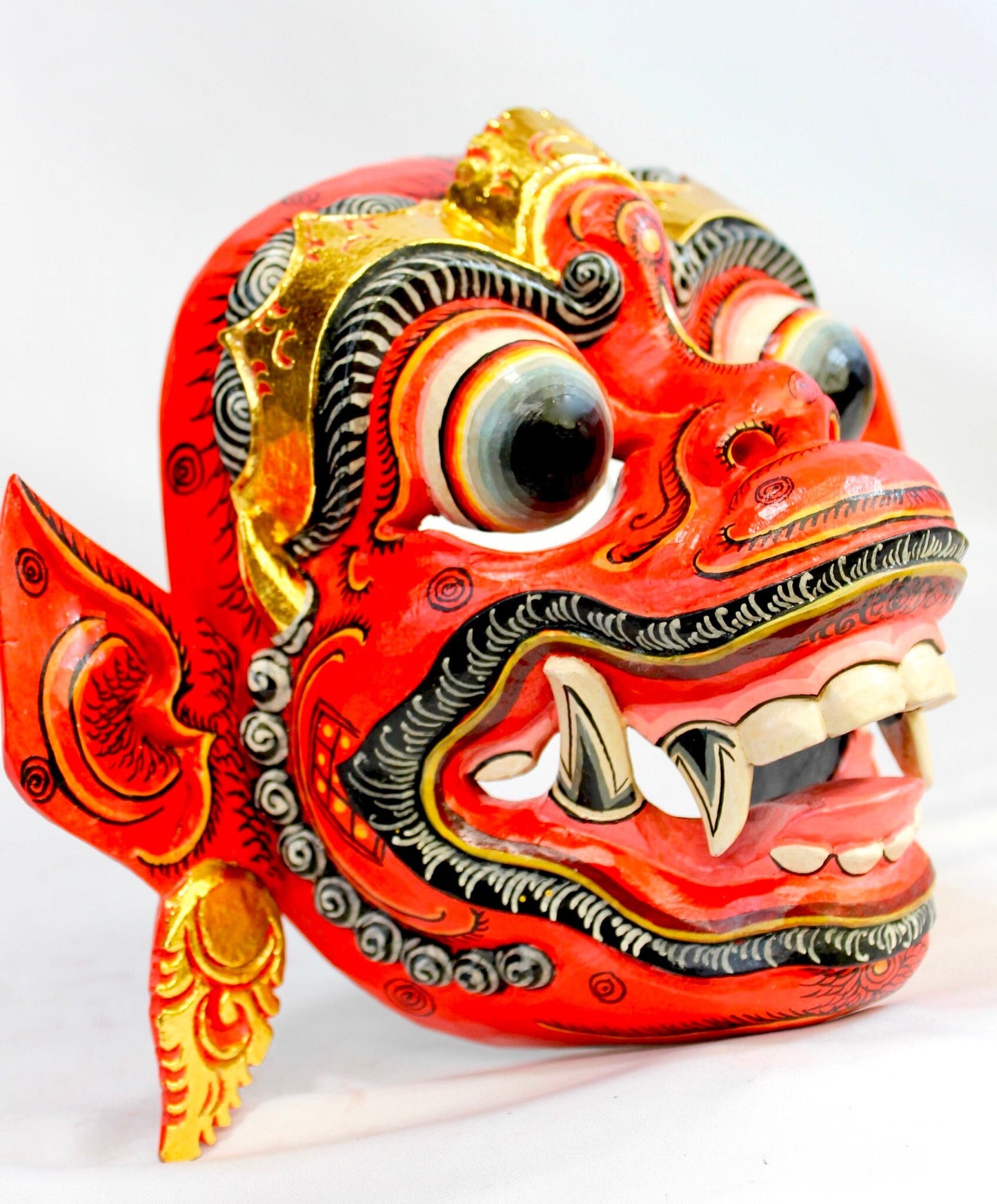 Red Hanuman Mask the Monkey General Balinese Hand Carved Wood carving Bali Folk art wall Art Indonesia
