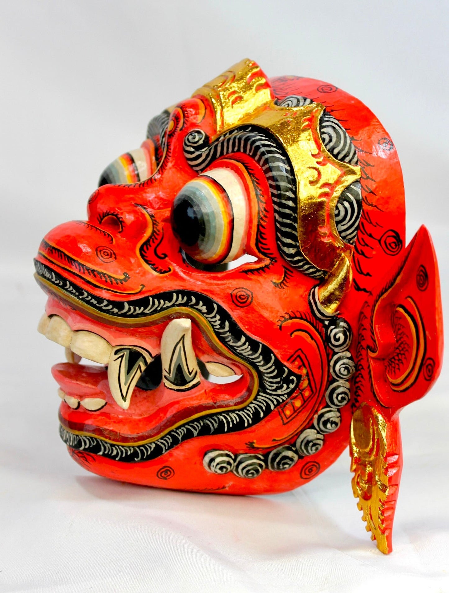 Red Hanuman Mask the Monkey General Balinese Hand Carved Wood carving Bali Folk art wall Art Indonesia