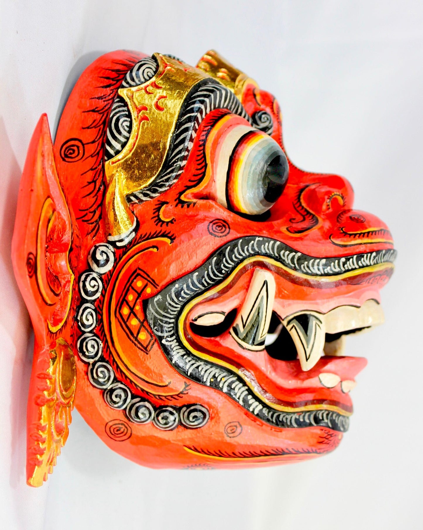 Red Hanuman Mask the Monkey General Balinese Hand Carved Wood carving Bali Folk art wall Art Indonesia