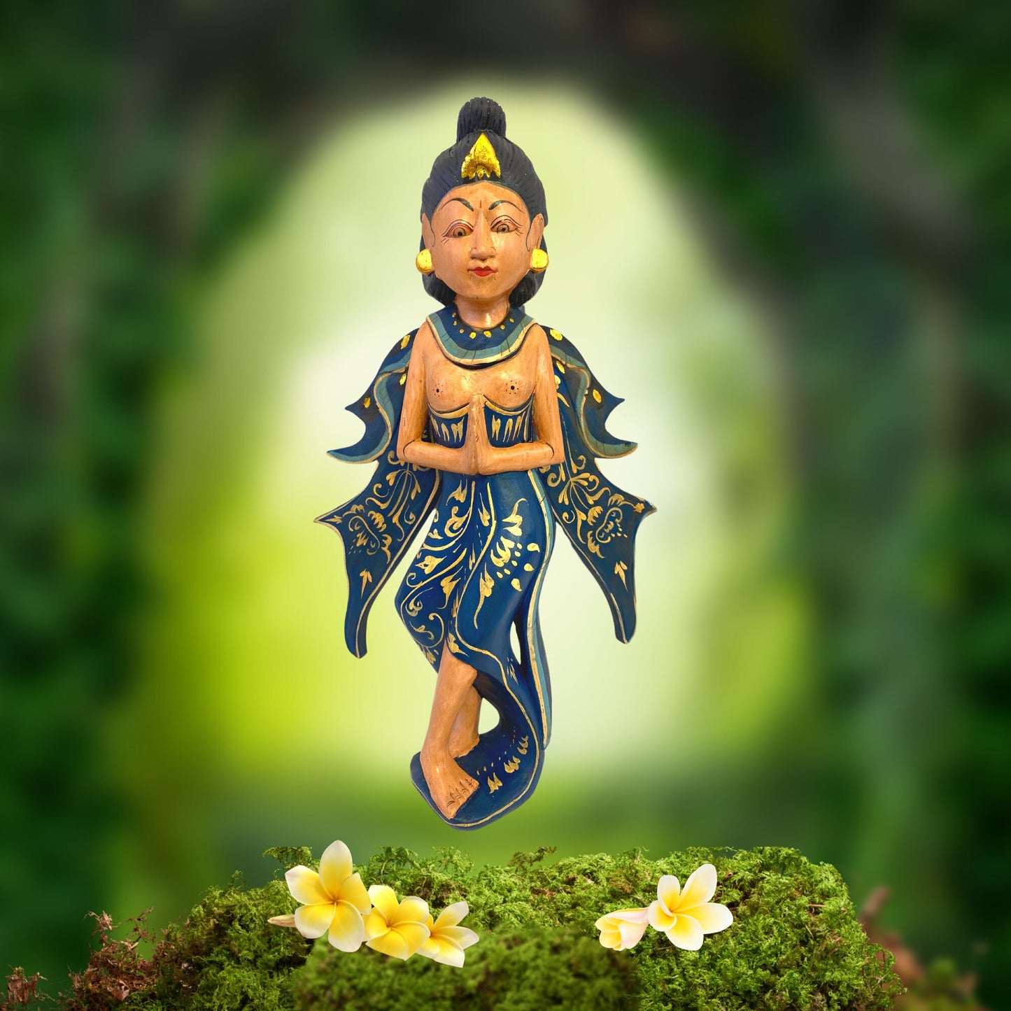 Dewi Sri Goddess Spirit-chaser Mobile: Hand Carved Balinese Wood Wall Art