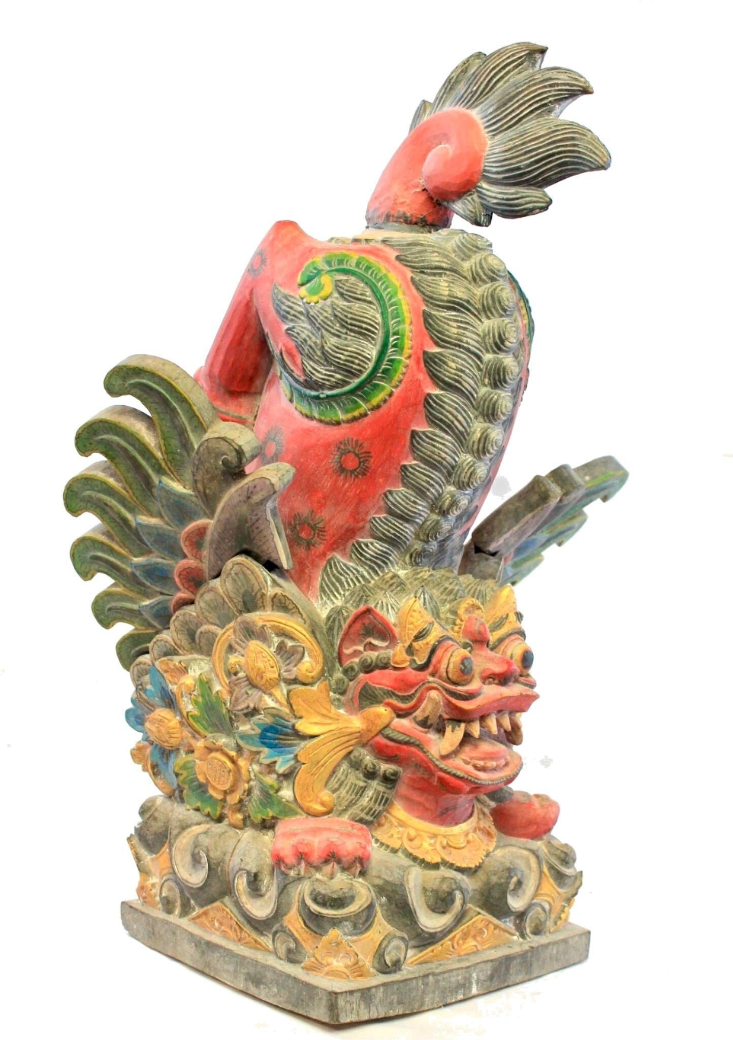 Balinese Singa Barong Winged Lion Spirit statue wood carving sculpture Bali Art - Acadia World Traders