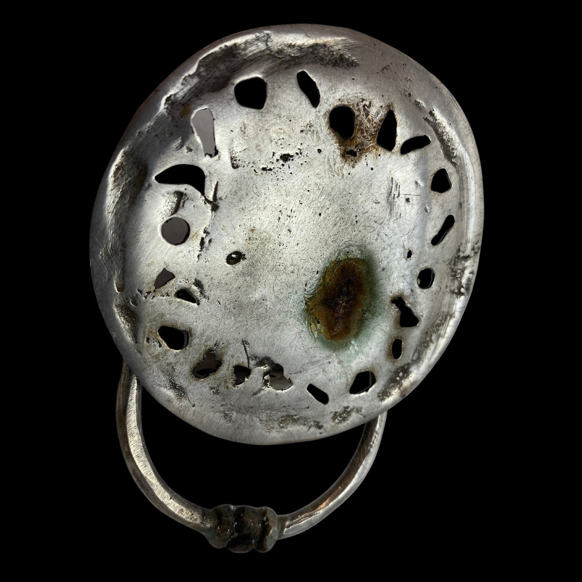 Silvered Bronze Gothic Skull Door Knocker: Lost Wax Cast Metal Cabinet Pull, Handle