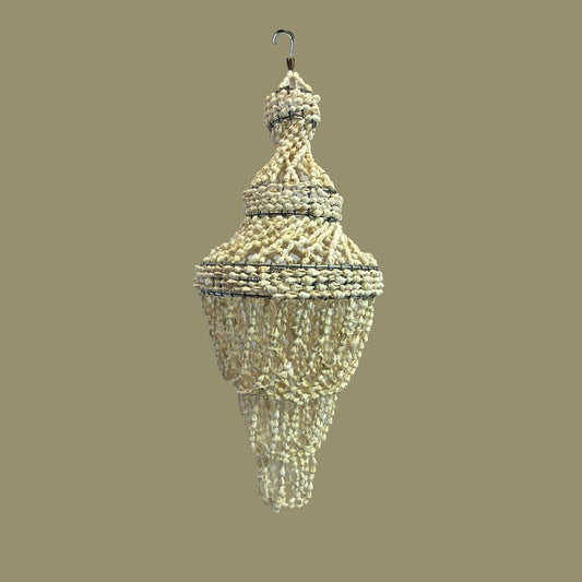 Shell Chandelier Accent Hanging Lamp Natural Seashell Mobile Nautical Beach Cottage Boho Decor Handmade Bali Art 20"