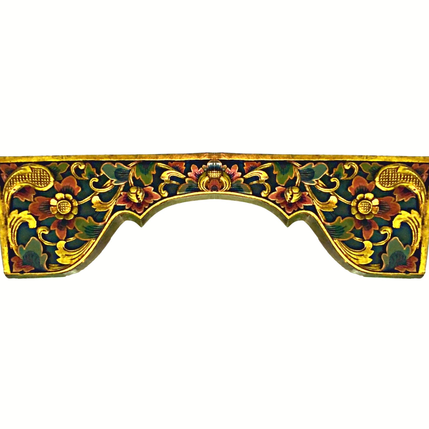 Balinese Lotus Door Window Lintel Arch Valance Panel architectural Relief Hand Carved Wood Traditional Carving Bali Folk wall Art 40 inch - Acadia World Traders