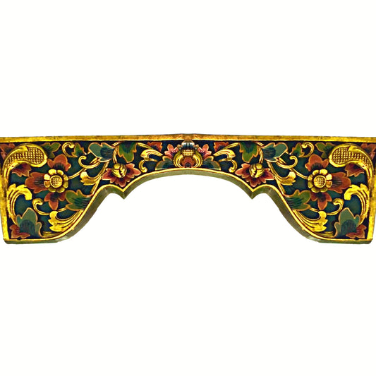 Balinese Lotus Door Window Lintel Arch Valance Panel architectural Relief Hand Carved Wood Traditional Carving Bali Folk wall Art 40 inch - Acadia World Traders