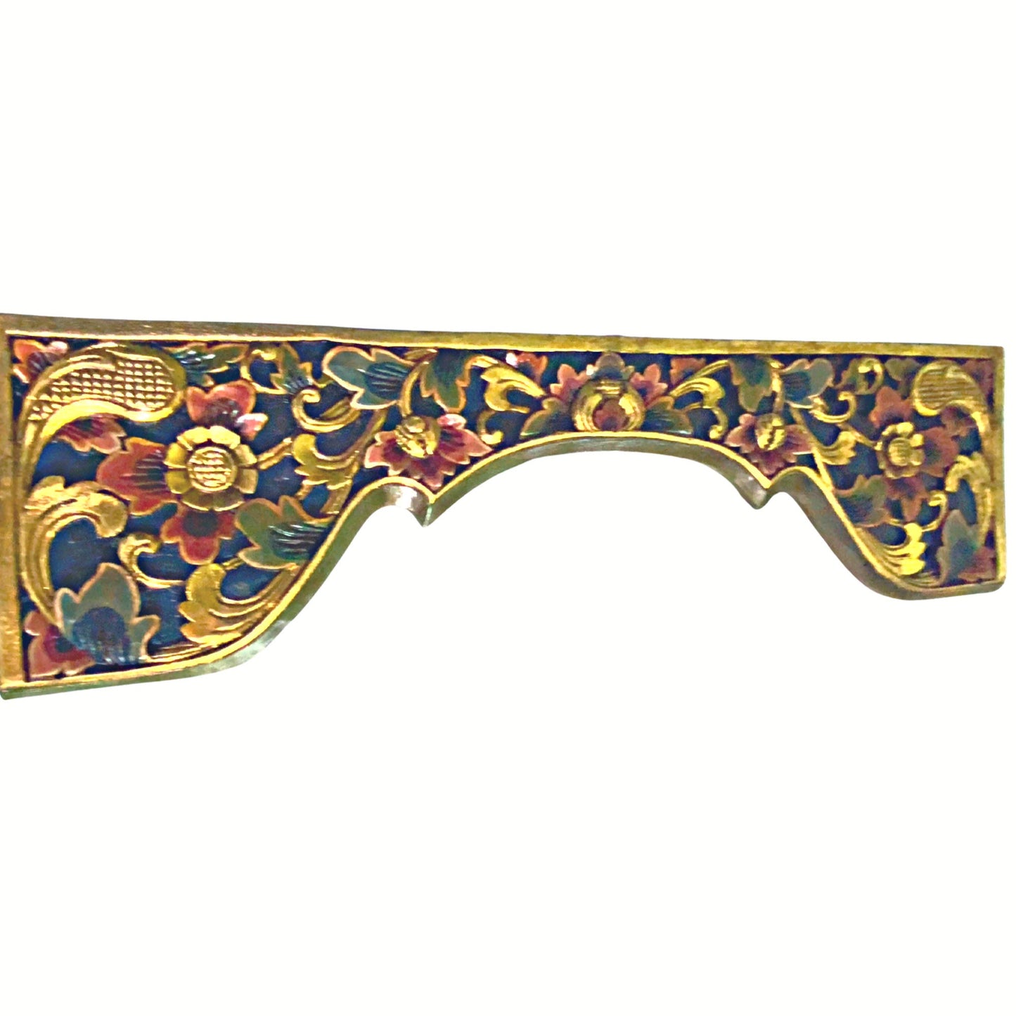 Balinese Lotus Door Window Lintel Arch Valance Panel architectural Relief Hand Carved Wood Traditional Carving Bali Folk wall Art 40 inch - Acadia World Traders