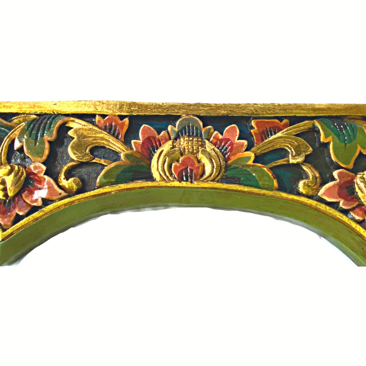 Balinese Lotus Door Window Lintel Arch Valance Panel architectural Relief Hand Carved Wood Traditional Carving Bali Folk wall Art 40 inch - Acadia World Traders