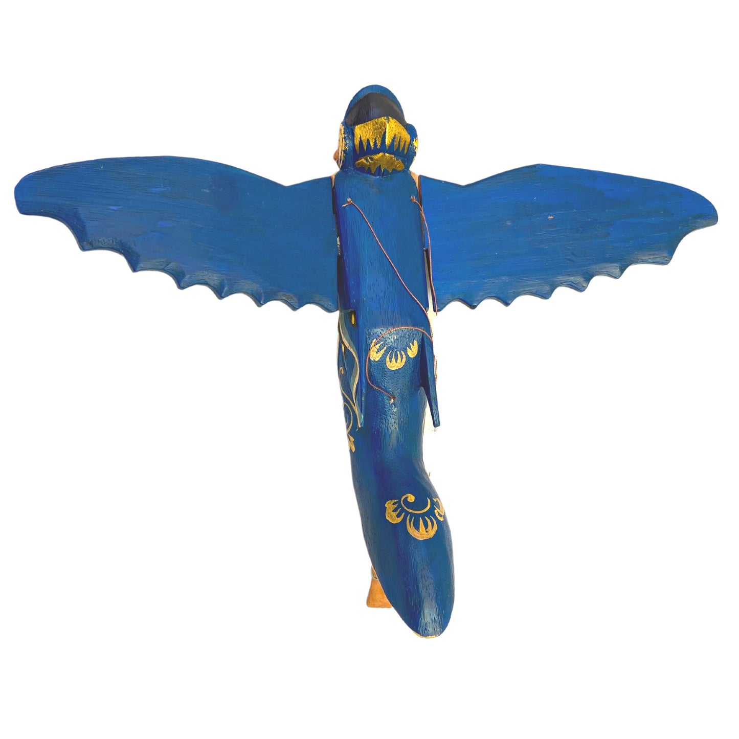 Flying Dewi Sri Fertility Goddess Mobile Crib Guardian Spiritchaser Hand Carved Wood Balinese Folk Art wood carving Indonesian art Teal - Acadia World Traders