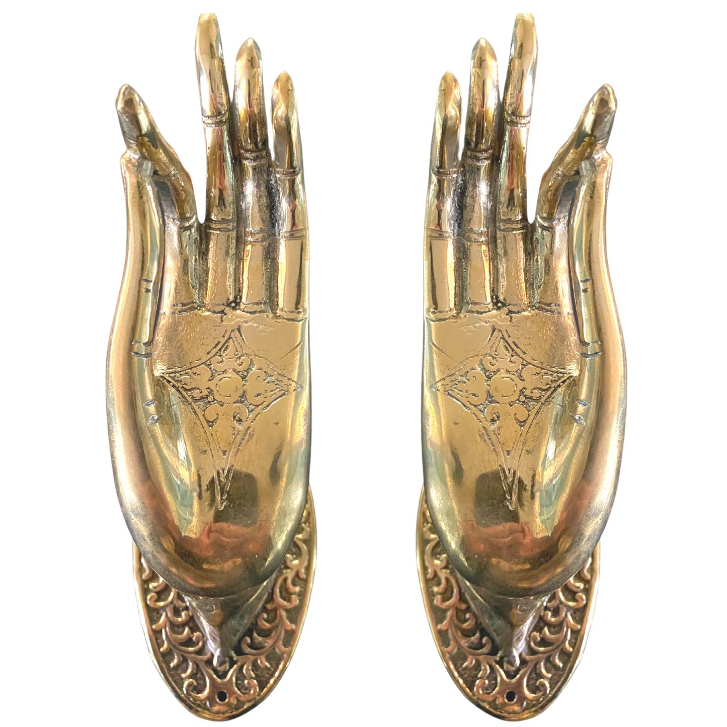 Buddha Abhaya Mudra Handle door pull Knob Hook Polished Bronze Balinese Art - Acadia World Traders