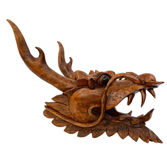 Horned Dragon Cosmic Naga Mask Hand Mask Wall art hand carved Suar wood Bali Art Asian style Decor