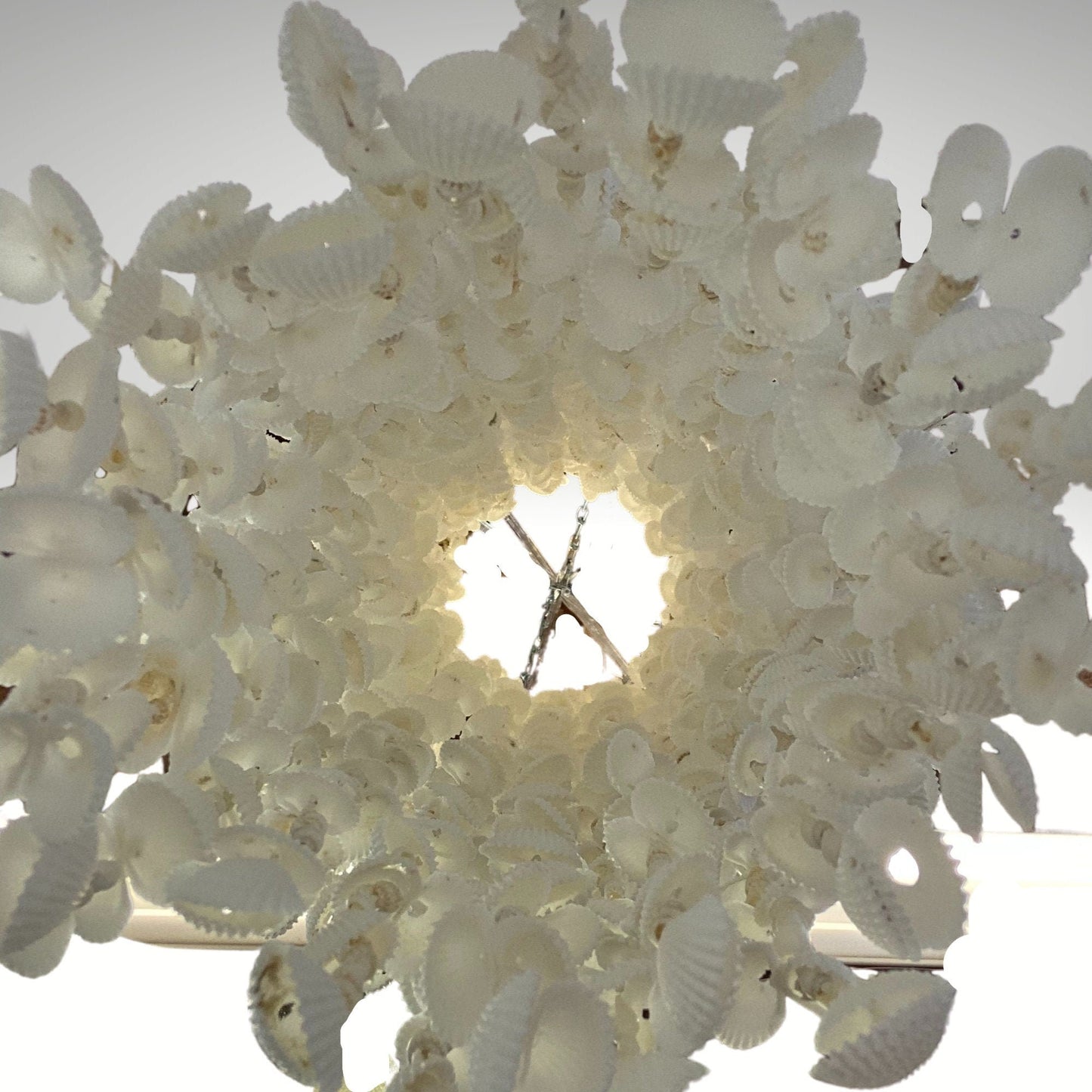 Shell lamp shade pendant Natural seashell chandelier bohemian lampshade white lighting handmade Boho style lighting Beach Cottage 32"