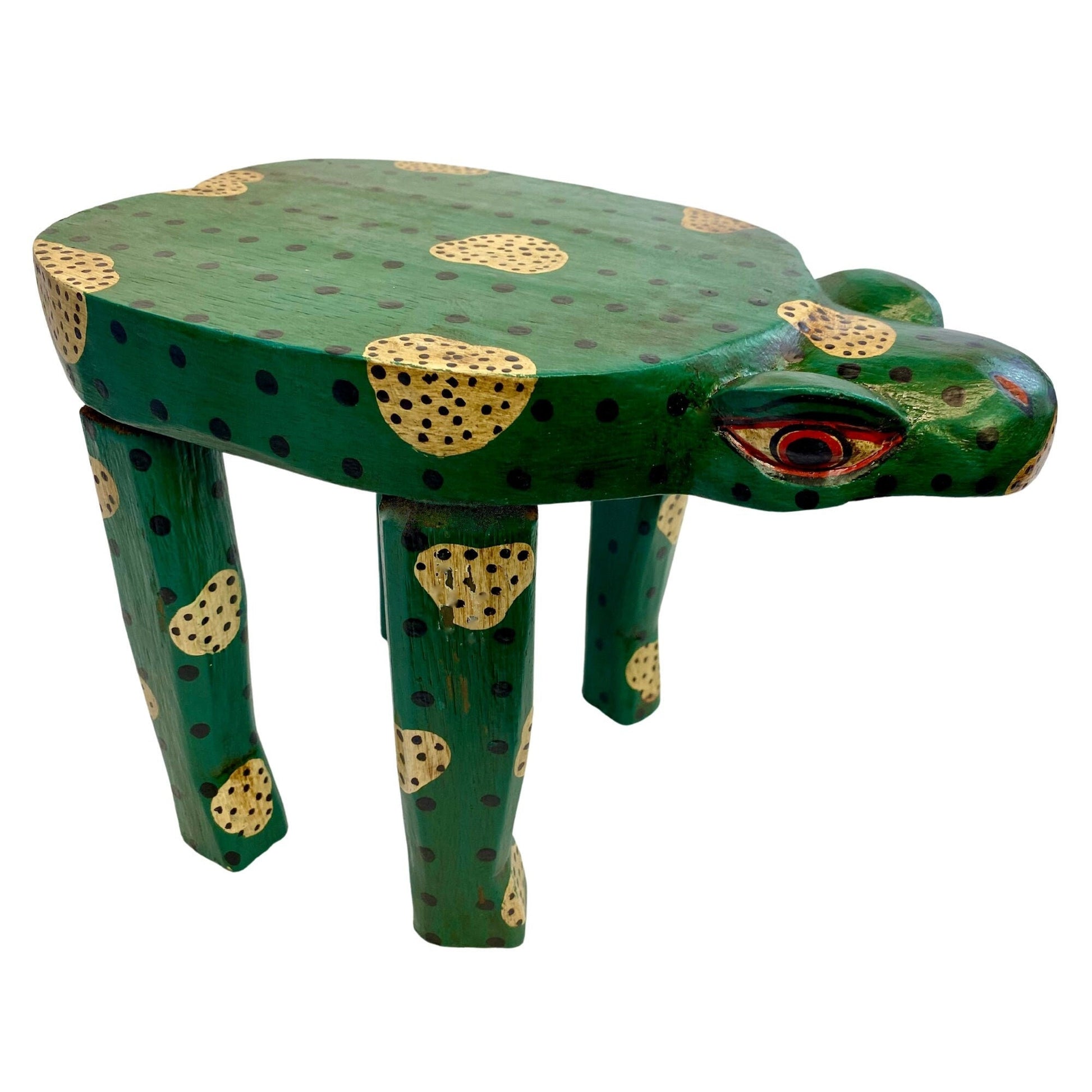 Lucky Green Frog Toad Plant Stand Stool Riser Balinese Hand Carved Wood Amphibian Bali Folk Art Gift for Frog Lover - Acadia World Traders