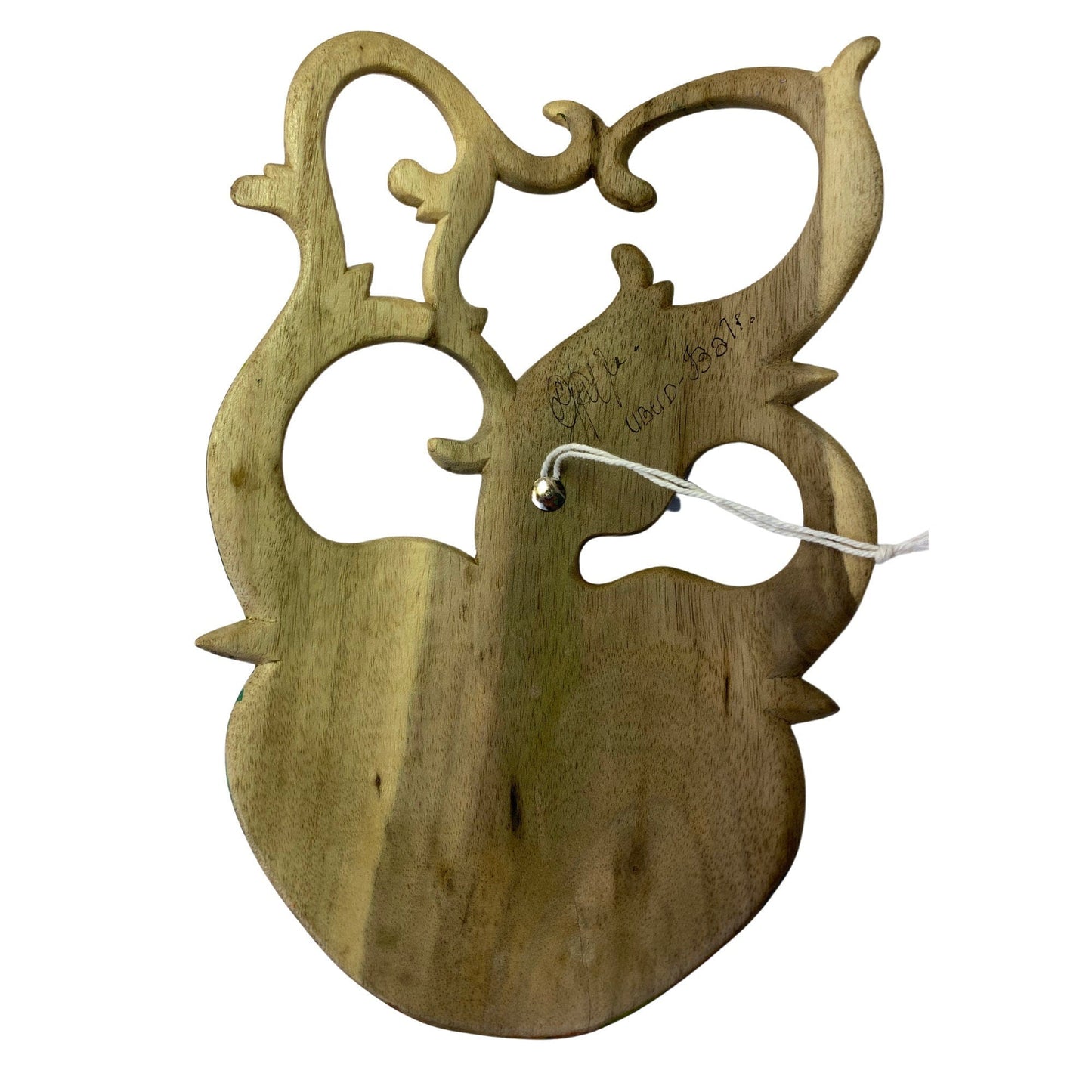Hand Carved Balinese Goddess Dream Mask: Painted Wood Carving Rainforest with Parrots & Banana Flowers