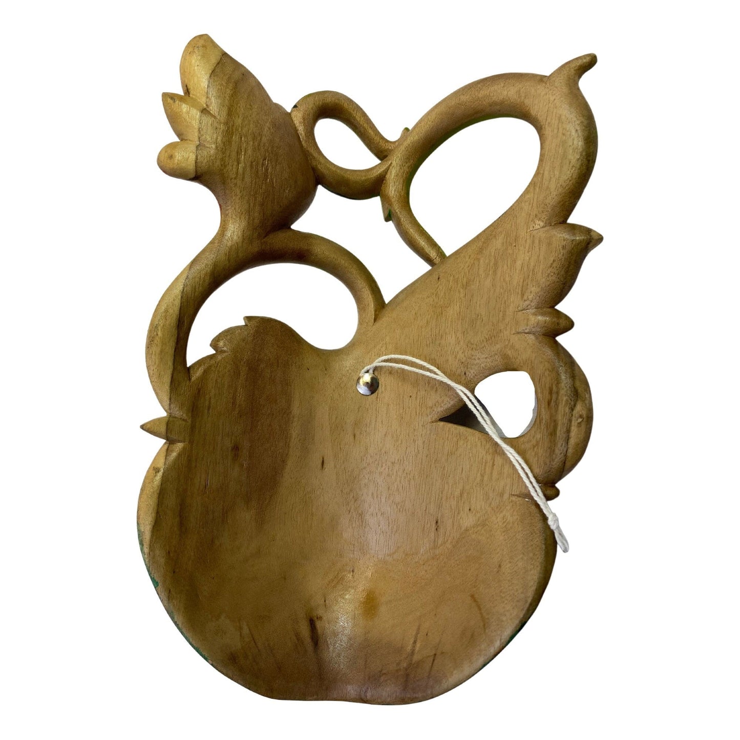 Hand Carved Wood Balinese Art Mask: Rainforest Goddess, Bird & Hibiscus Wall Decor