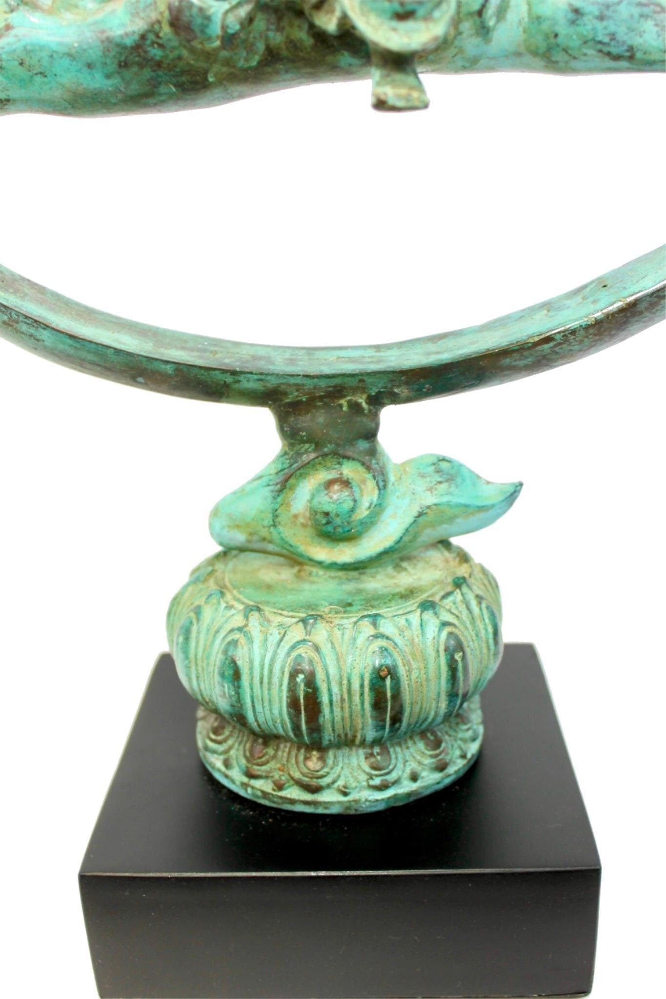 Buddha Seated on Nimbus Cloud Statue Bronze handmade verdigris Lost Wax Cast Sculpture Bali Art