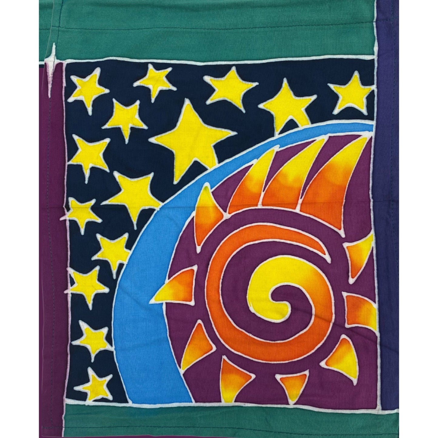 Great Outdoors Mountains Sun Moon Dragonfly Fish Moon Prayer Flag Wall Art Bali Handmade hand painted Batik Boho Garden & Home Decor