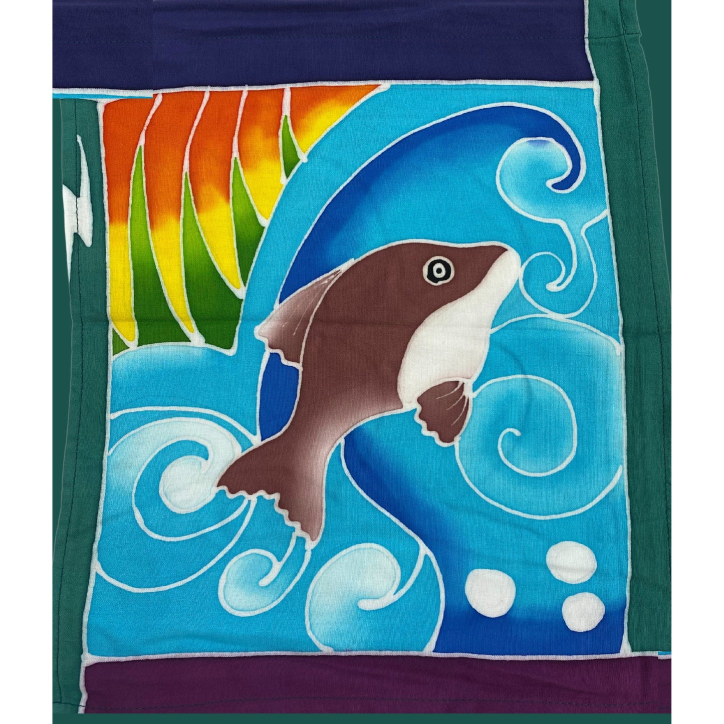 Great Outdoors Mountains Sun Moon Dragonfly Fish Moon Prayer Flag Wall Art Bali Handmade hand painted Batik Boho Garden & Home Decor