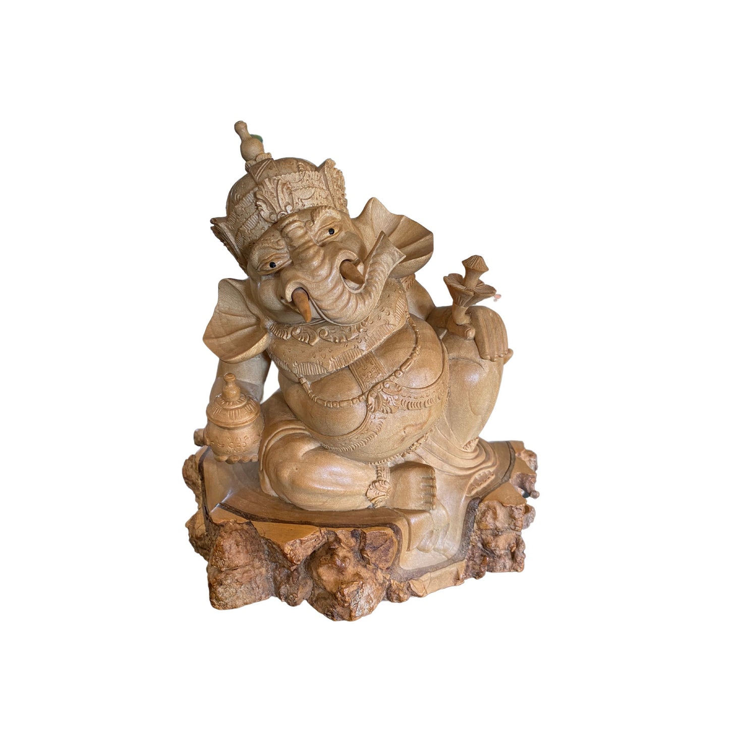 Ganapati Ganesha Statue Hindu Elephant God carved wood sculpture Bali Art