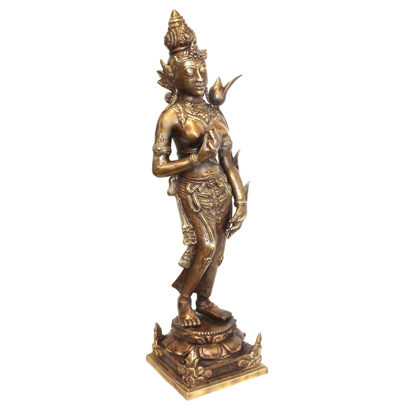 Dewi Tara Buddhist Goddess of Compassion Bodhisattva in Mahayana Buddhism Statue Lost wax cast Bronze Sculpture Handmade Bali Indonesia