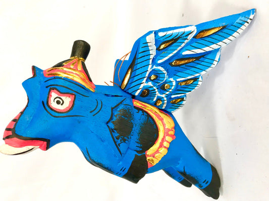 Winged flying Blue Elephant Balinese mobile Spirit Chaser 6"