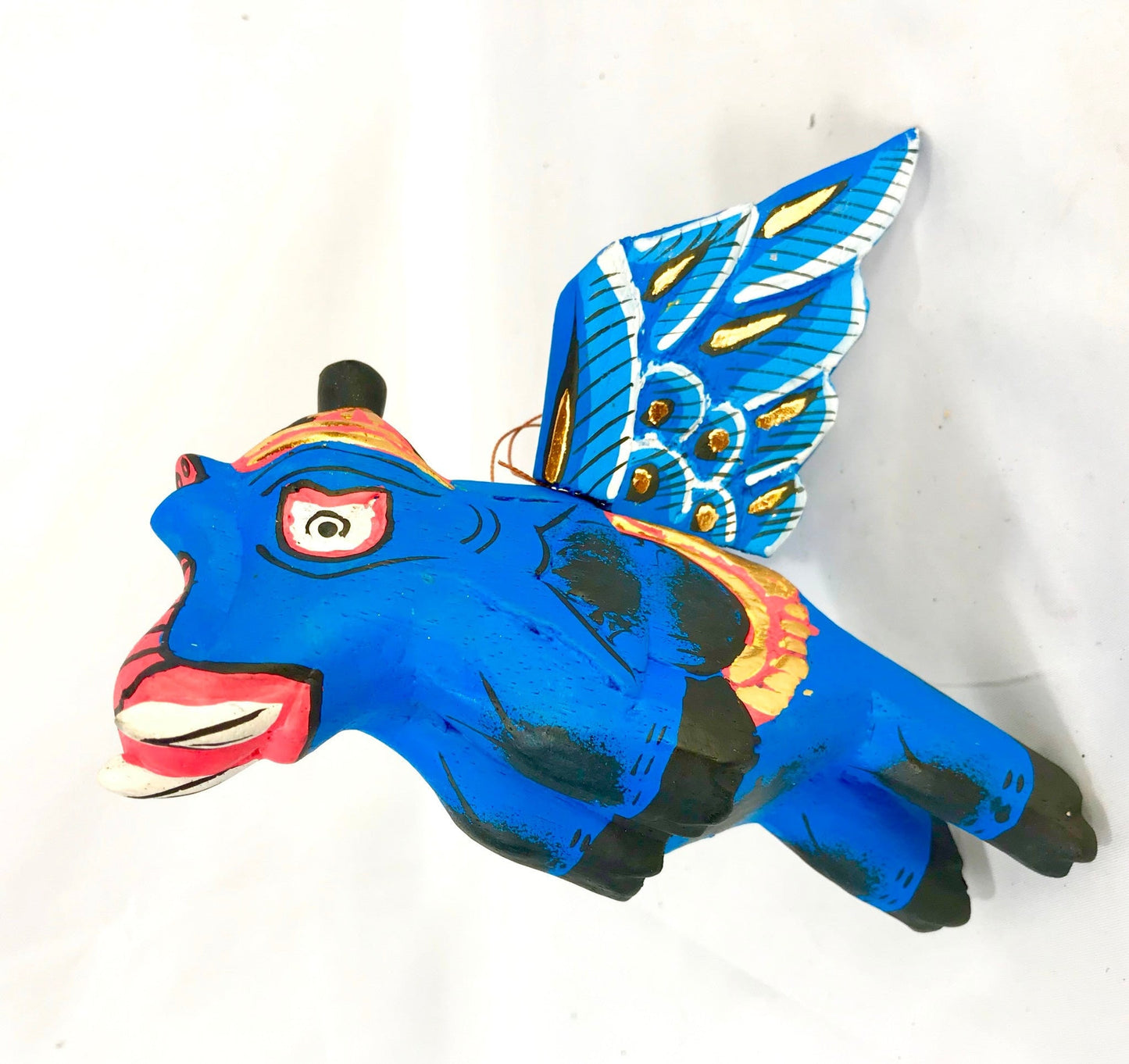 Winged flying Blue Elephant Balinese mobile Spirit Chaser 6"