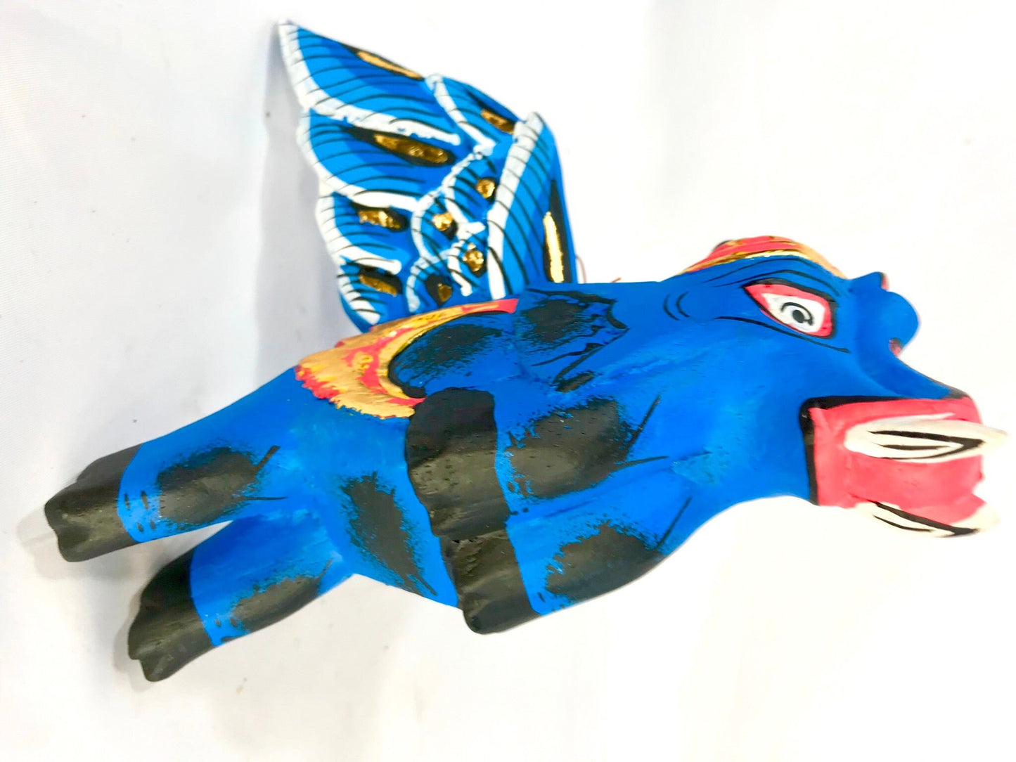 Winged flying Blue Elephant Balinese mobile Spirit Chaser 6"