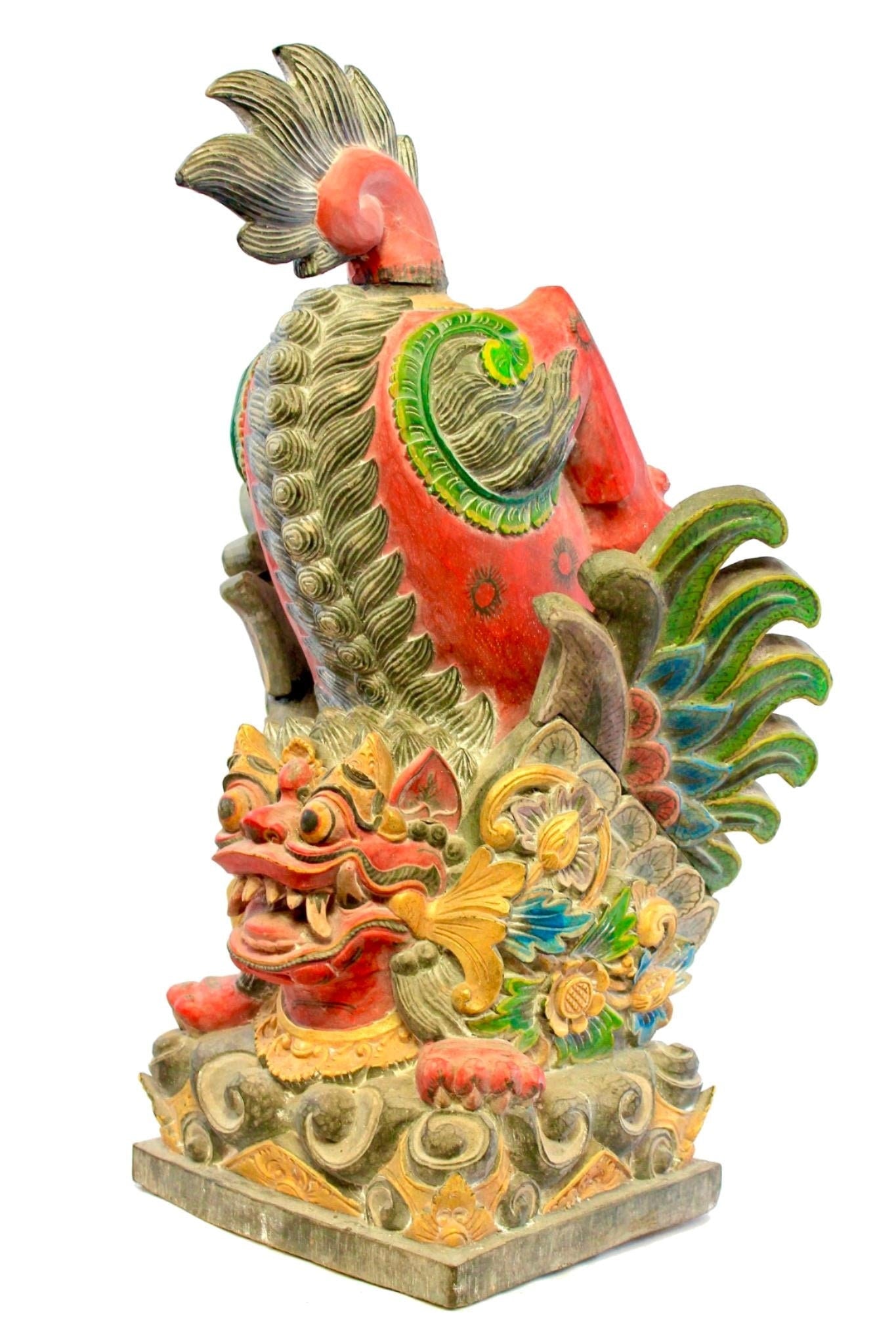 Balinese Singa Barong Winged Lion Spirit statue wood carving sculpture Bali Art - Acadia World Traders