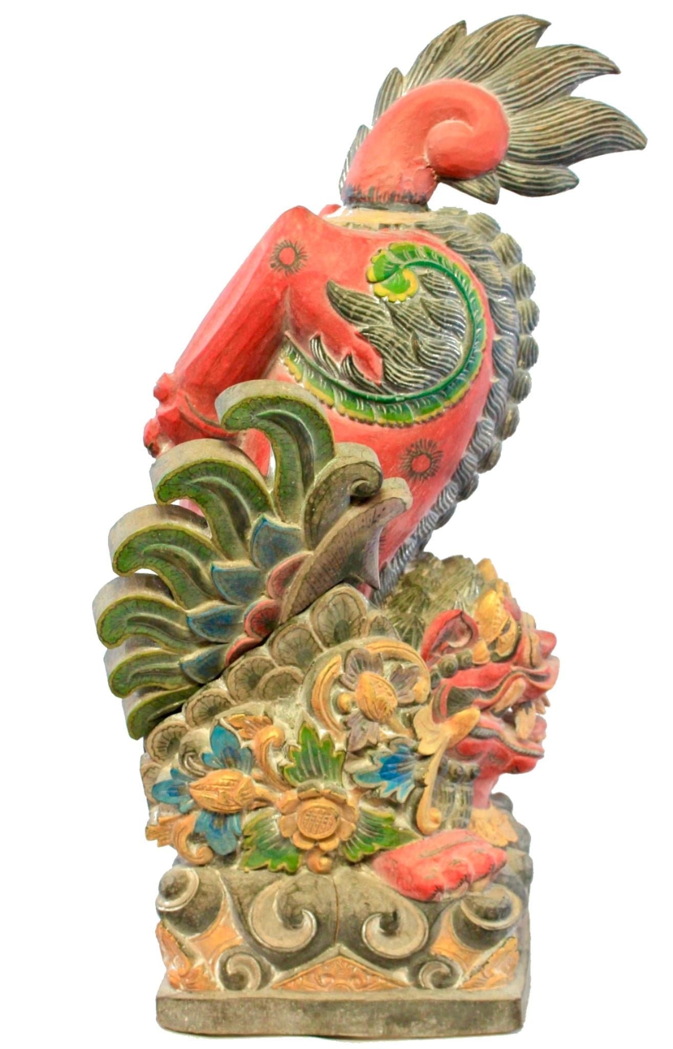 Balinese Singa Barong Winged Lion Spirit statue wood carving sculpture Bali Art - Acadia World Traders
