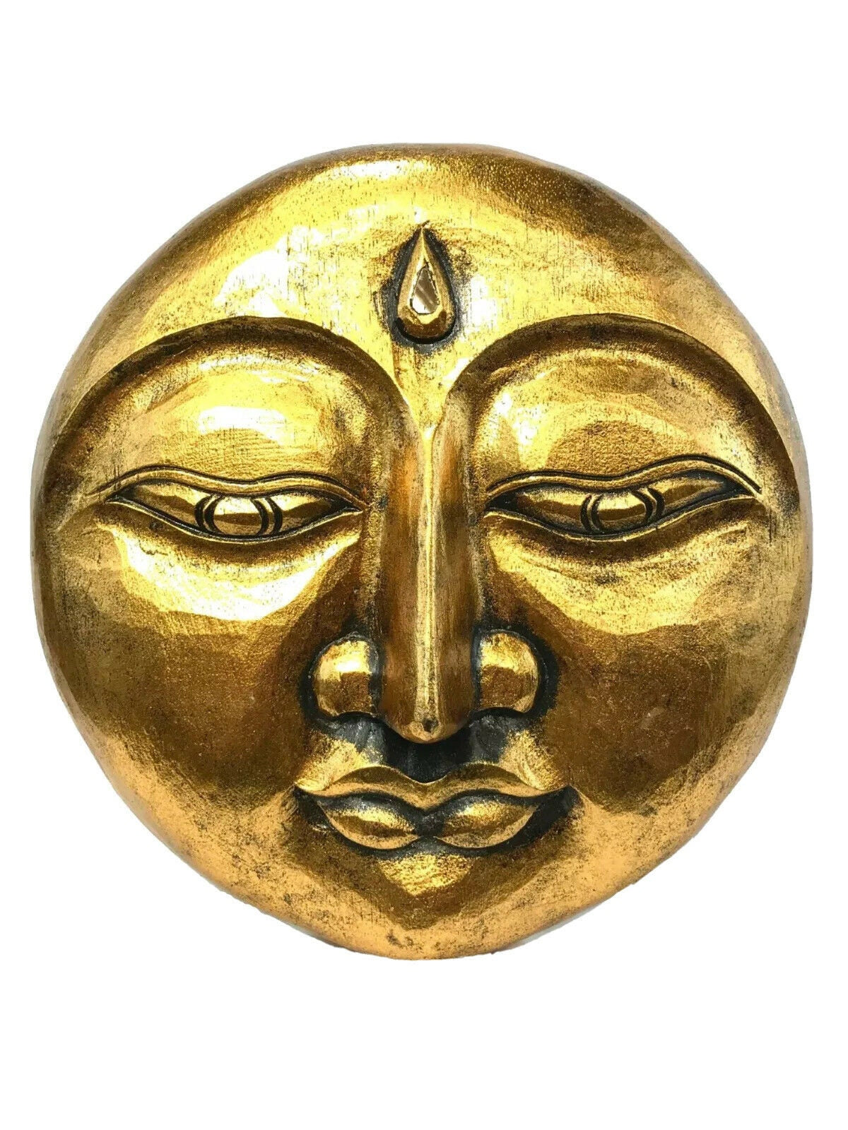 Golden Moon Wall Art Chandra Man in the Moon Bali Folk Art sculpture Hand Carved Wood Carving Wall Plaque Handmade Balinese art