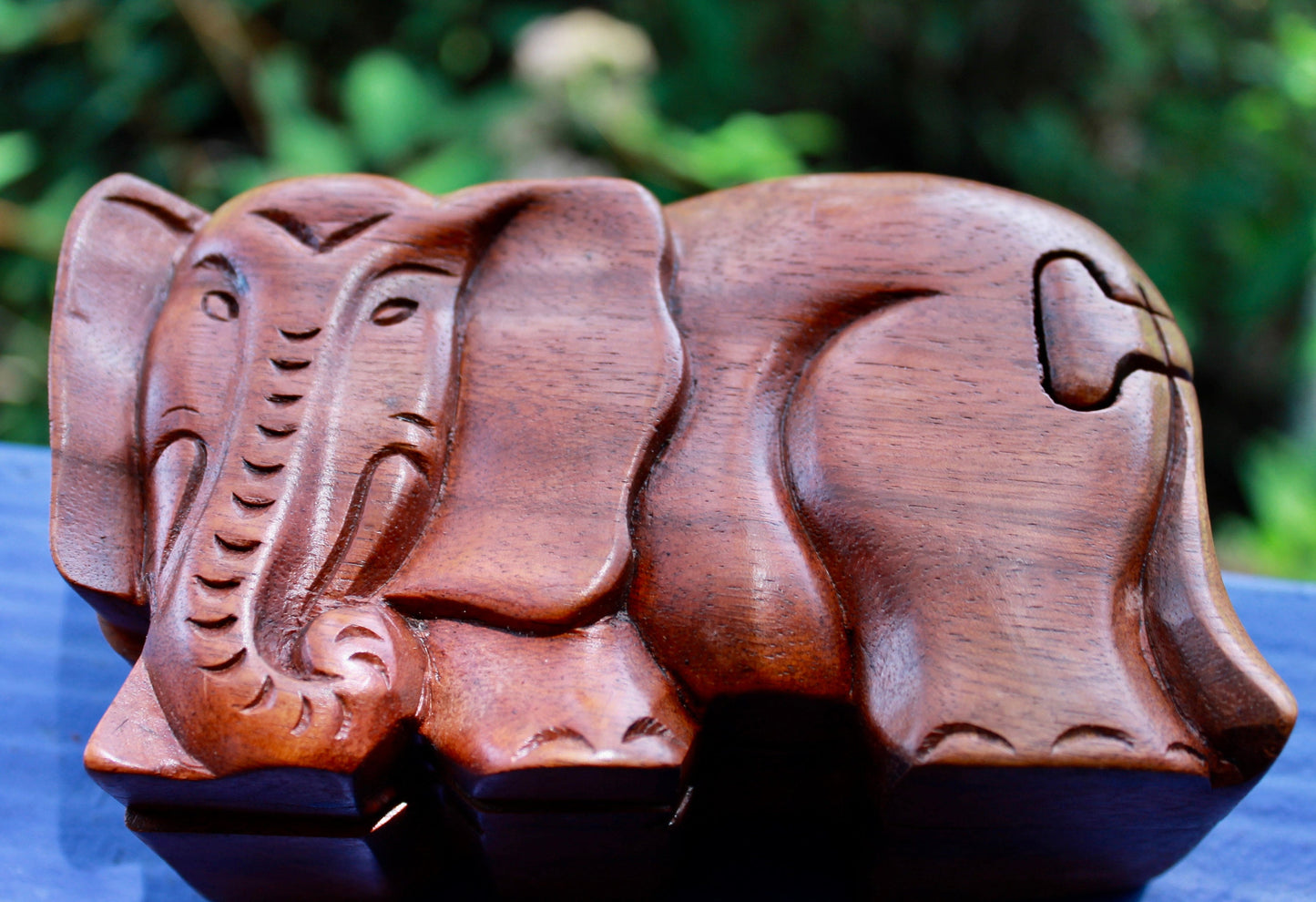 Elephant Secret puzzle Box Stash Trinket Jewelry Box Hand carved suar wood Balinese Art - Acadia World Traders