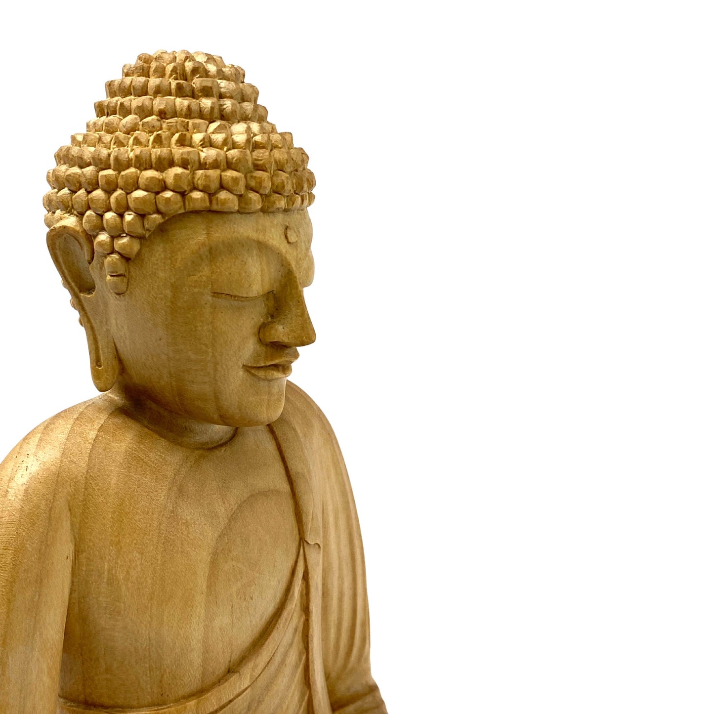 Earth Witness Buddha Sculpture Hand Carved Balinese Wood Carving Statue Bali art