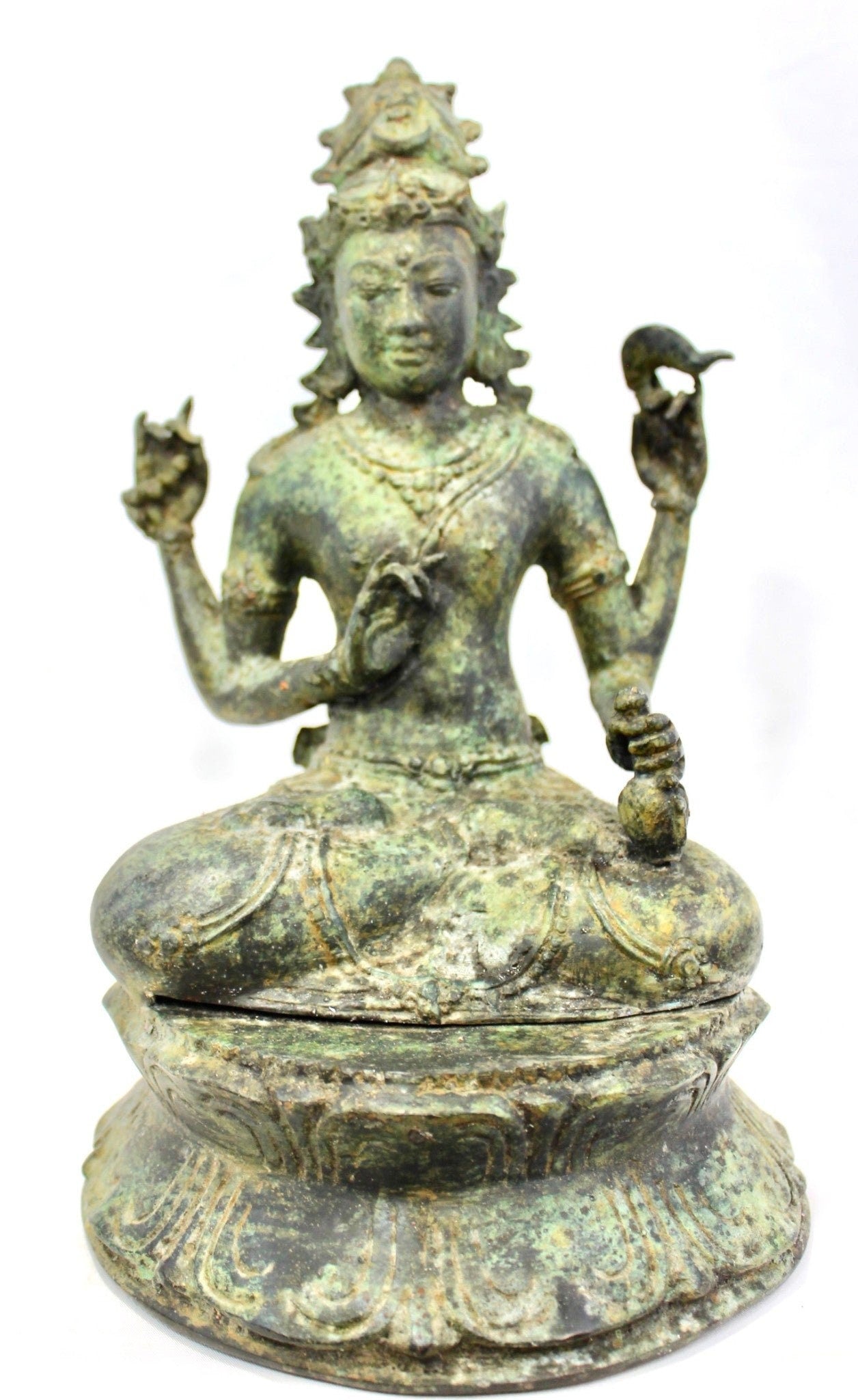Vintage Shiva Sculpture Seated Lotus Base Bali Hindu art Lost Wax Cast Statue