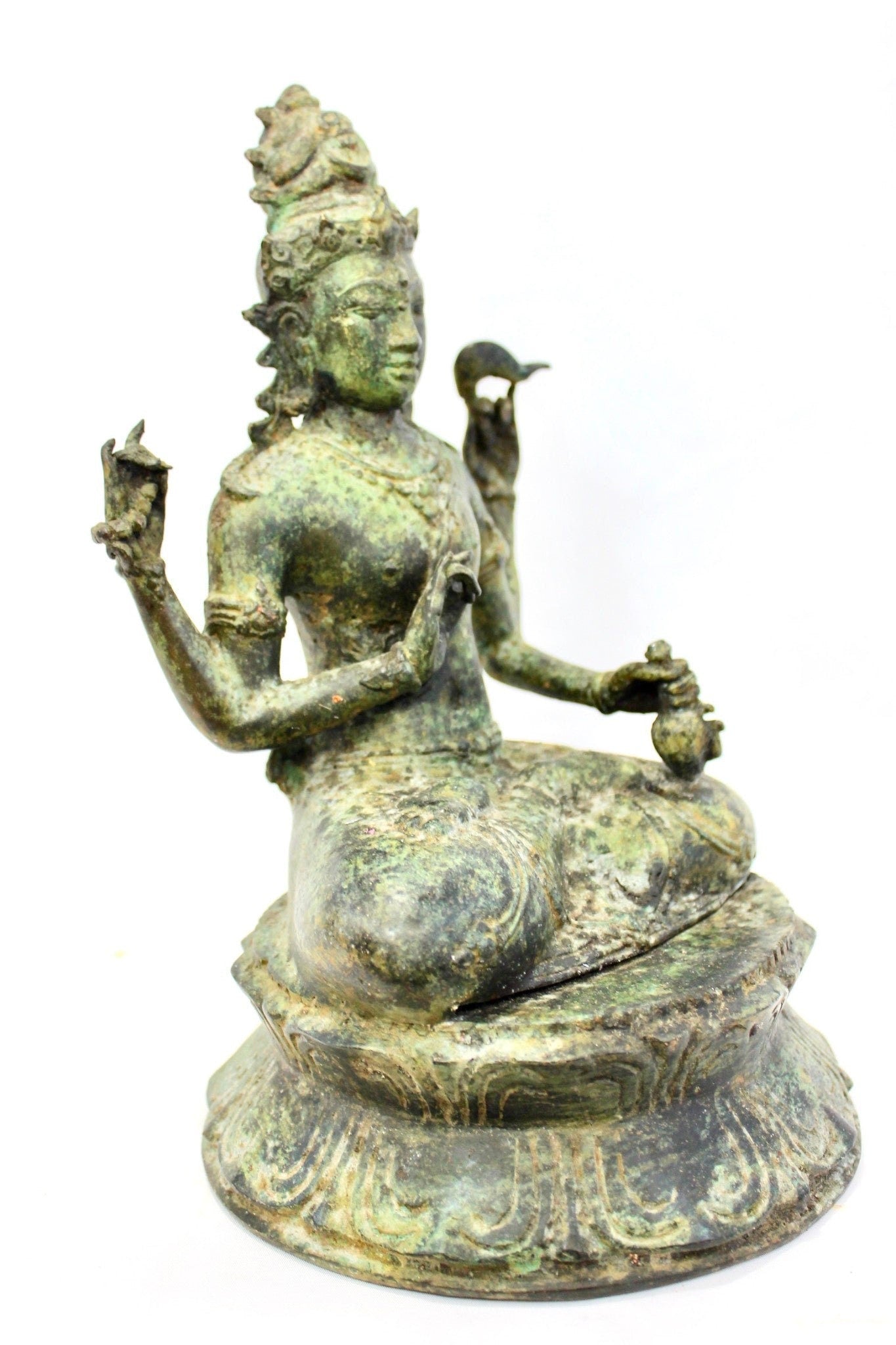 Vintage Shiva Sculpture Seated Lotus Base Bali Hindu art Lost Wax Cast Statue