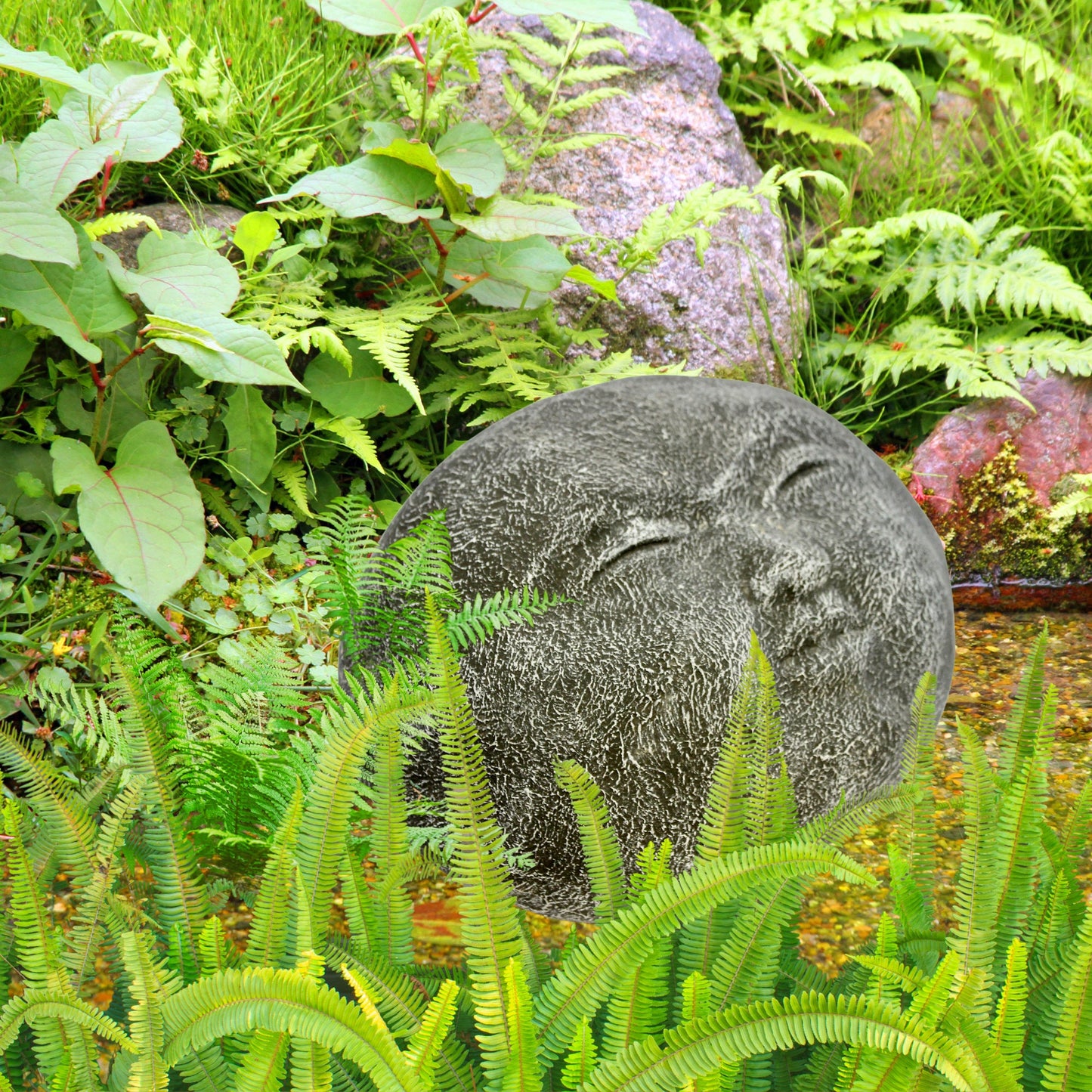 Japanese Jizo Garden Statue cast lava stone Protector Children Mothers Traveler handmade - Acadia World Traders