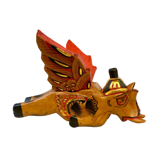 Flying Elephant mobile Demon chaser Bali hand carved wood Balinese folk Art 8"