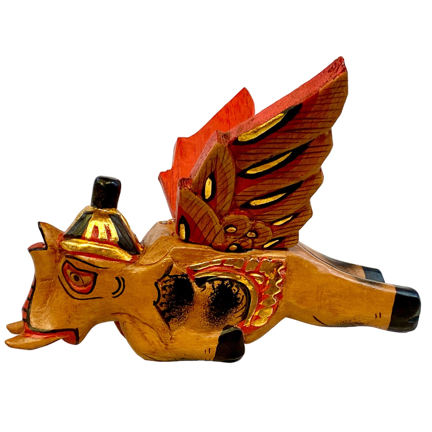 Flying Elephant mobile Demon chaser Bali hand carved wood Balinese folk Art 8"