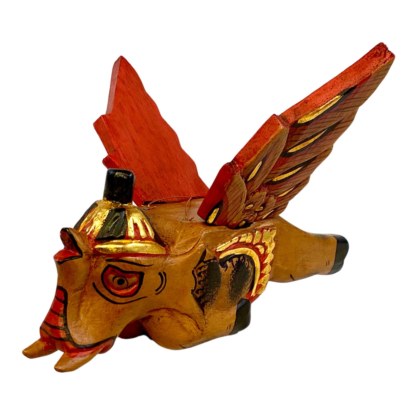 Flying Elephant mobile Demon chaser Bali hand carved wood Balinese folk Art 8"
