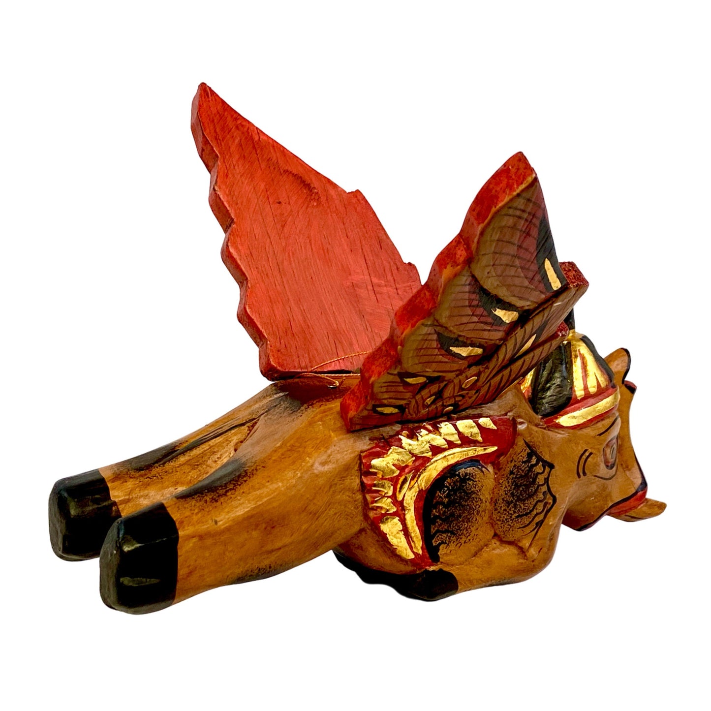 Flying Elephant mobile Demon chaser Bali hand carved wood Balinese folk Art 8"