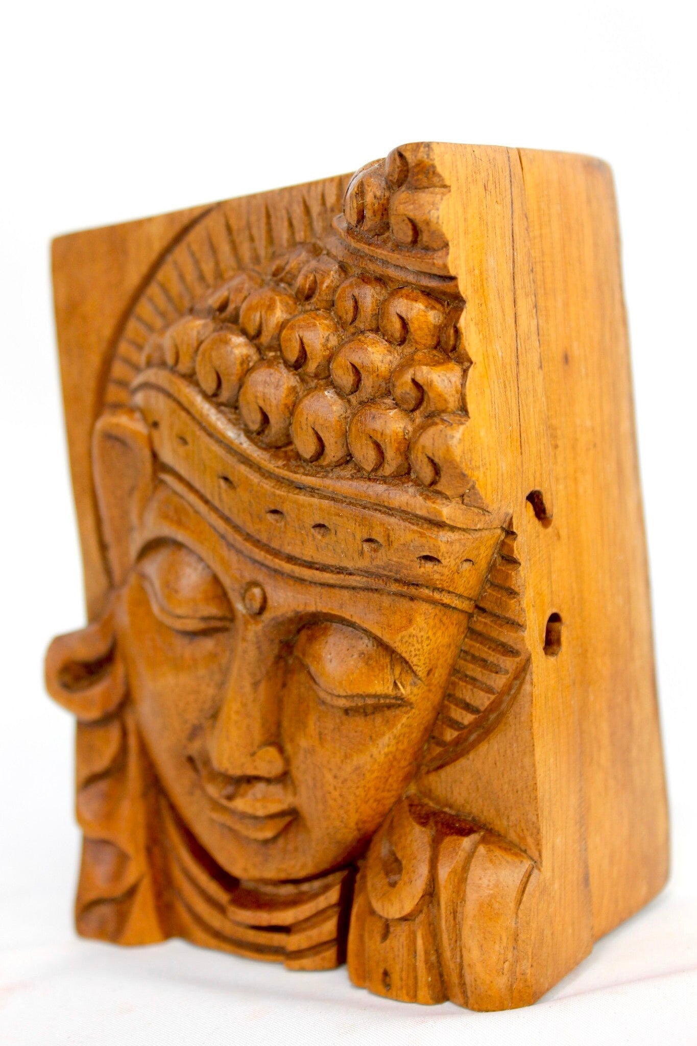 Serene Buddha Wooden secret puzzle Jewelry Box Stash Box Gift Box Handmade Hand Carved Wood