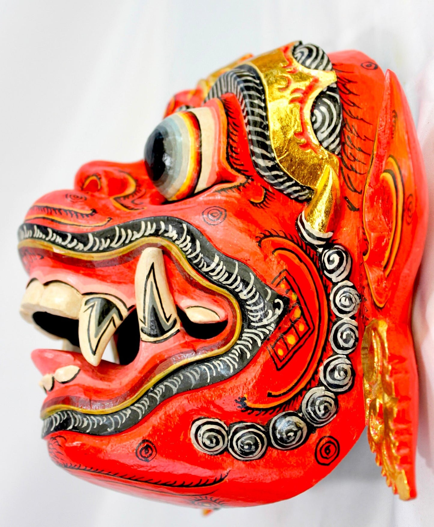 Red Hanuman Mask the Monkey General Balinese Hand Carved Wood carving Bali Folk art wall Art Indonesia
