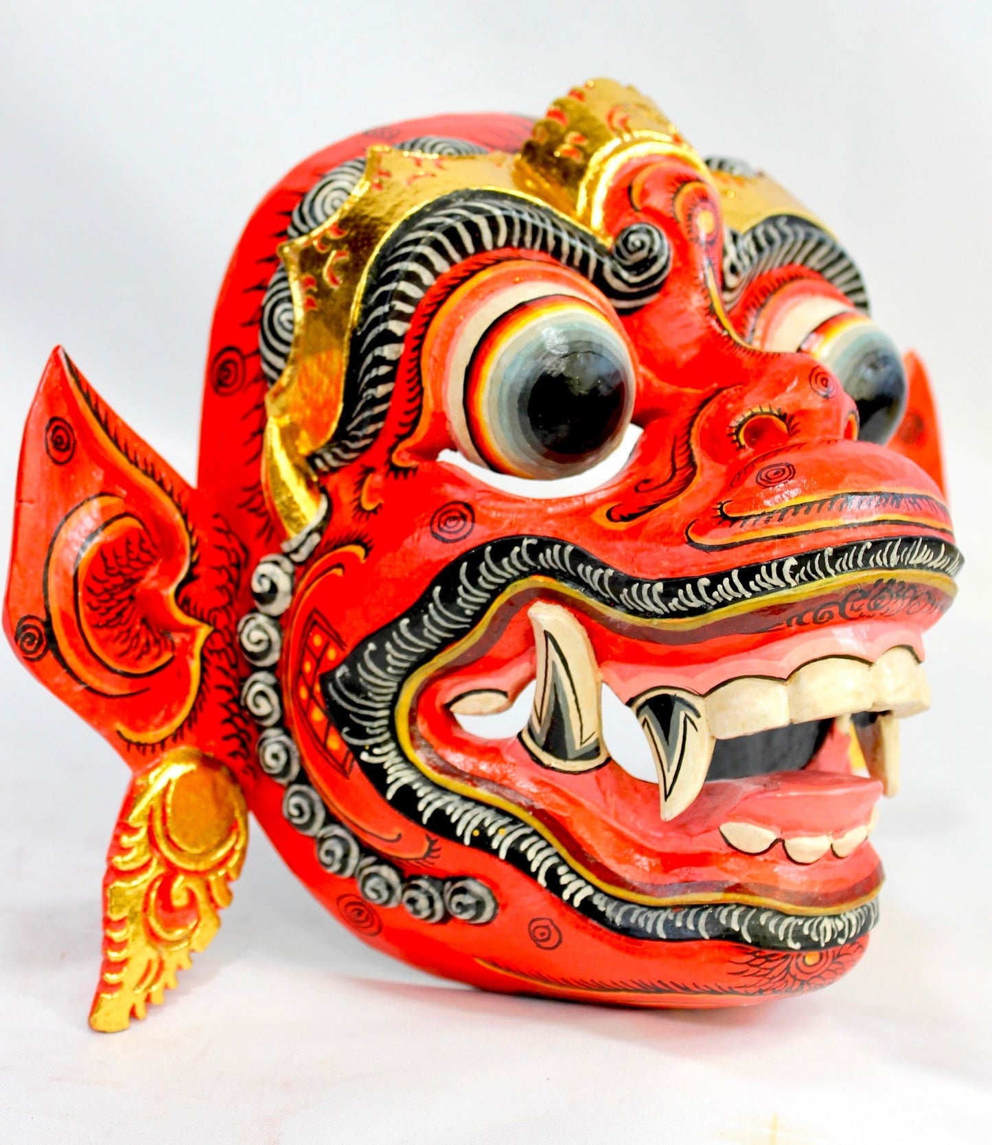 Red Hanuman Mask the Monkey General Balinese Hand Carved Wood carving Bali Folk art wall Art Indonesia