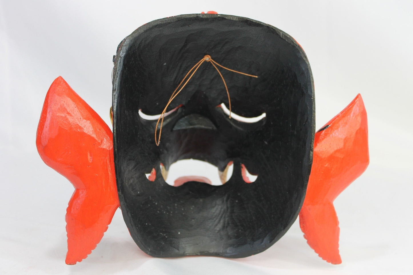 Red Hanuman Mask: Hand Carved Balinese Wood Wall Art
